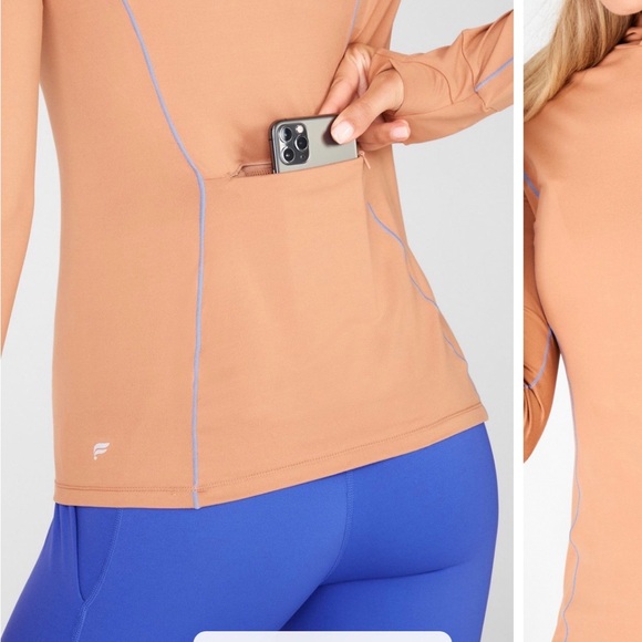 Fabletics Orange Hoodie with Blue Stitching - Picture 3 of 4